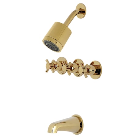 Kingston Brass Tub and Shower Faucet, Polished Brass, Wall Mount KBX8132DX